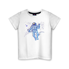 Детская футболка хлопок с принтом Привет с орбиты в Курске, 100% хлопок | круглый вырез горловины, полуприлегающий силуэт, длина до линии бедер | Тематика изображения на принте: 