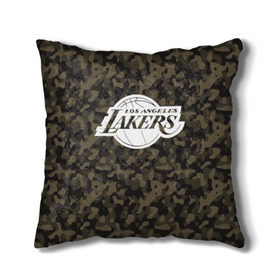 Подушка 3D с принтом Los Angeles Lakers Camo в Курске, наволочка – 100% полиэстер, наполнитель – холлофайбер (легкий наполнитель, не вызывает аллергию). | состоит из подушки и наволочки. Наволочка на молнии, легко снимается для стирки | camo | lakers | los angeles lakers | nba | баскетбол | камуфляж | лос анджелес лейкерс | нба | спорт | хаки