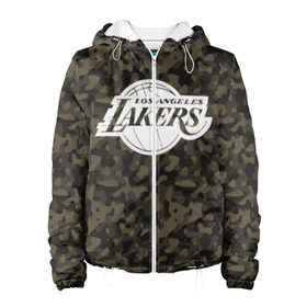 Женская куртка 3D с принтом Los Angeles Lakers Camo в Курске, ткань верха — 100% полиэстер, подклад — флис | прямой крой, подол и капюшон оформлены резинкой с фиксаторами, два кармана без застежек по бокам, один большой потайной карман на груди. Карман на груди застегивается на липучку | camo | lakers | los angeles lakers | nba | баскетбол | камуфляж | лос анджелес лейкерс | нба | спорт | хаки