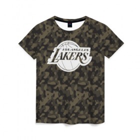 Женская футболка 3D с принтом Los Angeles Lakers Camo в Курске, 100% полиэфир ( синтетическое хлопкоподобное полотно) | прямой крой, круглый вырез горловины, длина до линии бедер | camo | lakers | los angeles lakers | nba | баскетбол | камуфляж | лос анджелес лейкерс | нба | спорт | хаки