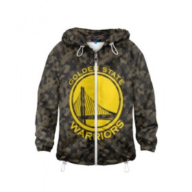 Детская ветровка 3D с принтом Golden State Warriors camo в Курске, 100% полиэстер | подол и капюшон оформлены резинкой с фиксаторами, по бокам два кармана без застежек, один потайной карман на груди | Тематика изображения на принте: golden state | golden state warriors | nba | warriors | баскетбол | голден стэйт | голден стэйт уорриорз | камуфляж | нба | спорт | уорриорз camo | хаки