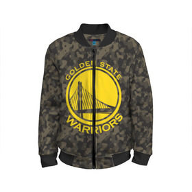 Детский бомбер 3D с принтом Golden State Warriors camo в Курске, 100% полиэстер | застегивается на молнию, по бокам два кармана без застежек, мягкие манжеты, по низу бомбера и на воротнике — эластичная резинка | golden state | golden state warriors | nba | warriors | баскетбол | голден стэйт | голден стэйт уорриорз | камуфляж | нба | спорт | уорриорз camo | хаки