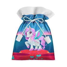 Подарочный 3D мешок с принтом Милый единорог в Курске, 100% полиэстер | Размер: 29*39 см | pony | грива | девочка | единорог | конь | копыта | красивая | лошадка | лошадь | милая | пони | природа закат | радуга
