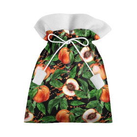 Подарочный 3D мешок с принтом Персики в Курске, 100% полиэстер | Размер: 29*39 см | аромат | зелень | лето | листья | персик | плоды | сад | сочный | спелый | фрукты | цветы