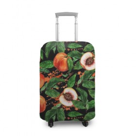 Чехол для чемодана 3D с принтом Персики в Курске, 86% полиэфир, 14% спандекс | двустороннее нанесение принта, прорези для ручек и колес | аромат | зелень | лето | листья | персик | плоды | сад | сочный | спелый | фрукты | цветы