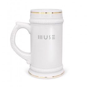 Кружка пивная с принтом Muse в Курске,  керамика (Материал выдерживает высокую температуру, стоит избегать резкого перепада температур) |  объем 630 мл | Тематика изображения на принте: 