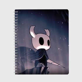 Тетрадь с принтом Рыцарь - HOLLOW KNIGHT в Курске, 100% бумага | 48 листов, плотность листов — 60 г/м2, плотность картонной обложки — 250 г/м2. Листы скреплены сбоку удобной пружинной спиралью. Уголки страниц и обложки скругленные. Цвет линий — светло-серый
 | game | games | ghosts | godmaster | hollow | hornet | knight | metroidvania | silksong | zote | гримм | зот | игра | игры | квиррел | найт | песня | полый | призраки | пустой | рыцарь | силксонг | холлоу | хорнет | шелк