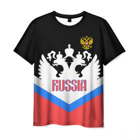 Мужская футболка 3D с принтом HOCKEY RUSSIA в Курске, 100% полиэфир | прямой крой, круглый вырез горловины, длина до линии бедер | hockey | russia | sport | герб | надписи | россия | сборная хоккея | символика | спорт | спортсмен | триколор | форма | хоккей | чемпионат | я русский