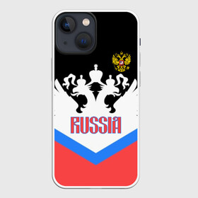 Чехол для iPhone 13 mini с принтом HOCKEY RUSSIA в Курске,  |  | hockey | russia | sport | герб | надписи | россия | сборная хоккея | символика | спорт | спортсмен | триколор | форма | хоккей | чемпионат | я русский