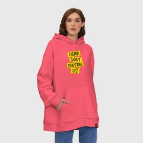 Худи SuperOversize хлопок с принтом DEMA DON`T CONTROL US (TOP) в Курске, 70% хлопок, 30% полиэстер, мягкий начес внутри | карман-кенгуру, эластичная резинка на манжетах и по нижней кромке, двухслойный капюшон
 | 21 pilots | 21p | bandito | blurryface | chlorine | dema don t control us | joshua | music | ned | rock | top | trench | twenty one pilots | tyler | бандито | группа | музыка | нэд | рок | тренч