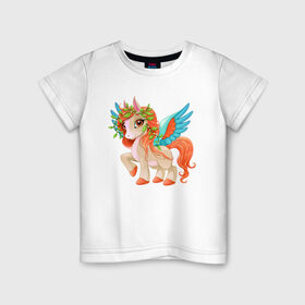 Детская футболка хлопок с принтом Принцесса единорог в Курске, 100% хлопок | круглый вырез горловины, полуприлегающий силуэт, длина до линии бедер | pony | грива | девочка | единорог | конь | копыта | красивая | лошадка | лошадь | милая | пони | природа закат | радуга