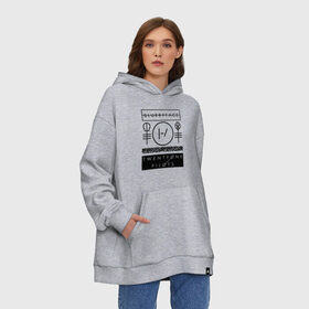 Худи SuperOversize хлопок с принтом TWENTY ONE PILOTS (TOP) в Курске, 70% хлопок, 30% полиэстер, мягкий начес внутри | карман-кенгуру, эластичная резинка на манжетах и по нижней кромке, двухслойный капюшон
 | 21 pilots | 21p | bandito | blurryface | chlorine | dema don t control us | joshua | music | ned | rock | top | trench | twenty one pilots | tyler | бандито | группа | музыка | нэд | рок | тренч