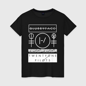 Женская футболка хлопок с принтом TWENTY ONE PILOTS (TOP) в Курске, 100% хлопок | прямой крой, круглый вырез горловины, длина до линии бедер, слегка спущенное плечо | 21 pilots | 21p | bandito | blurryface | chlorine | joshua | music | ned | rock | top | trench | twenty one pilots | tyler | бандито | группа | музыка | нэд | рок | тренч