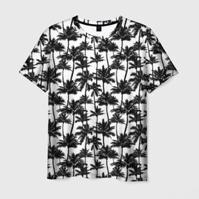 Мужская футболка 3D с принтом Пальмы ночью в Курске, 100% полиэфир | прямой крой, круглый вырез горловины, длина до линии бедер | 