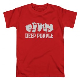 Мужская футболка хлопок с принтом Deep Purple в Курске, 100% хлопок | прямой крой, круглый вырез горловины, длина до линии бедер, слегка спущенное плечо. | британская | джон лорд | иэн пейс | крис кёртис | ричи блэкмор | рок группа | хард рок