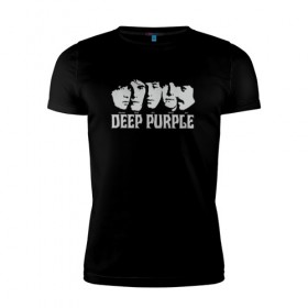 Мужская футболка премиум с принтом Deep Purple в Курске, 92% хлопок, 8% лайкра | приталенный силуэт, круглый вырез ворота, длина до линии бедра, короткий рукав | британская | джон лорд | иэн пейс | крис кёртис | ричи блэкмор | рок группа | хард рок