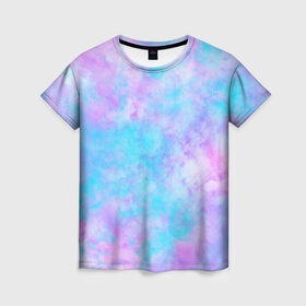 Женская футболка 3D с принтом Мрамор Tie Dye в Курске, 100% полиэфир ( синтетическое хлопкоподобное полотно) | прямой крой, круглый вырез горловины, длина до линии бедер | tie dye | летняя футболка | розовый | синий | тай дай | фиолетовый | яркая футболка