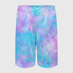 Детские спортивные шорты 3D с принтом Мрамор Tie Dye в Курске,  100% полиэстер
 | пояс оформлен широкой мягкой резинкой, ткань тянется
 | tie dye | летняя футболка | розовый | синий | тай дай | фиолетовый | яркая футболка