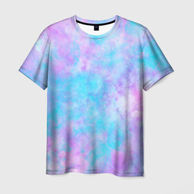 Мужская футболка 3D с принтом Мрамор Tie Dye в Курске, 100% полиэфир | прямой крой, круглый вырез горловины, длина до линии бедер | tie dye | летняя футболка | розовый | синий | тай дай | фиолетовый | яркая футболка