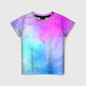 Детская футболка 3D с принтом Лето в Курске, 100% гипоаллергенный полиэфир | прямой крой, круглый вырез горловины, длина до линии бедер, чуть спущенное плечо, ткань немного тянется | tie dye | tie dye футболка | летняя футболка | розовый | синий | тай дай | тай дай футболка | фиолетовый | яркая футболка