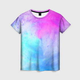 Женская футболка 3D с принтом Лето в Курске, 100% полиэфир ( синтетическое хлопкоподобное полотно) | прямой крой, круглый вырез горловины, длина до линии бедер | tie dye | tie dye футболка | летняя футболка | розовый | синий | тай дай | тай дай футболка | фиолетовый | яркая футболка