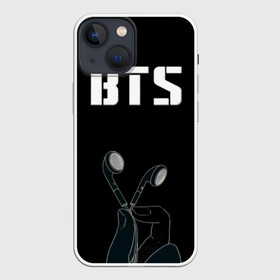 Чехол для iPhone 13 mini с принтом BTS(наушники в руке) в Курске,  |  | bangtan boys | beyond the scene | bts | бтс | группа | музыка | песни | южнокорейский бойбенд