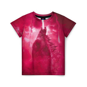 Детская футболка 3D с принтом Годзилла 2 в Курске, 100% гипоаллергенный полиэфир | прямой крой, круглый вырез горловины, длина до линии бедер, чуть спущенное плечо, ткань немного тянется | godzilla | king of the monsters | годзила | годзилла 2 | король монстров