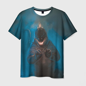 Мужская футболка 3D с принтом Blue в Курске, 100% полиэфир | прямой крой, круглый вырез горловины, длина до линии бедер | Тематика изображения на принте: godzilla | king of the monsters | годзила | годзилла 2 | король монстров