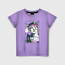 Детская футболка 3D с принтом Kishibe Rohan in Purple в Курске, 100% гипоаллергенный полиэфир | прямой крой, круглый вырез горловины, длина до линии бедер, чуть спущенное плечо, ткань немного тянется | diamond is unbreakable | heavens door | jjba | jojo | kishibe | rohan