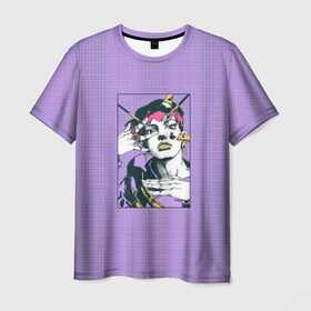 Мужская футболка 3D с принтом Kishibe Rohan in Purple в Курске, 100% полиэфир | прямой крой, круглый вырез горловины, длина до линии бедер | diamond is unbreakable | heavens door | jjba | jojo | kishibe | rohan