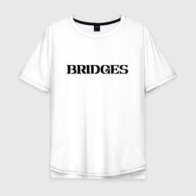 Мужская футболка хлопок Oversize с принтом BRIDGES в Курске, 100% хлопок | свободный крой, круглый ворот, “спинка” длиннее передней части | bridges | death stranding | fragile express | games | kojima | kojima productions | logo | ludens | игры | кодзима | лого | люденс