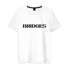 Мужская футболка хлопок с принтом BRIDGES в Курске, 100% хлопок | прямой крой, круглый вырез горловины, длина до линии бедер, слегка спущенное плечо. | bridges | death stranding | fragile express | games | kojima | kojima productions | logo | ludens | игры | кодзима | лого | люденс
