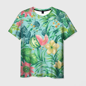 Мужская футболка 3D с принтом Тропики в Курске, 100% полиэфир | прямой крой, круглый вырез горловины, длина до линии бедер | 2019 | 2020 | в отпуск | весна | гаваи | гавайи | гавайская | для отпуска | лето | листья | море | настроение | осень | отдых | отпуск | пальма | пальмы | пляж | пляжная | путешественник