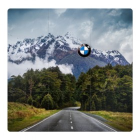 Магнитный плакат 3Х3 с принтом BMW в Курске, Полимерный материал с магнитным слоем | 9 деталей размером 9*9 см | asphalt | bmw | clouds | forest | mountains | nature | road | route | sky | snow | top | асфальт | бмв | вершина | горы | дорога | лес | небо | облака | природа | снег | трасса