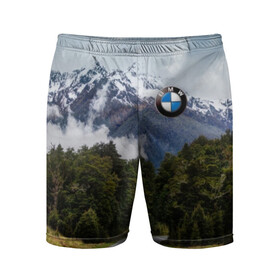 Мужские шорты спортивные с принтом BMW в Курске,  |  | asphalt | bmw | clouds | forest | mountains | nature | road | route | sky | snow | top | асфальт | бмв | вершина | горы | дорога | лес | небо | облака | природа | снег | трасса