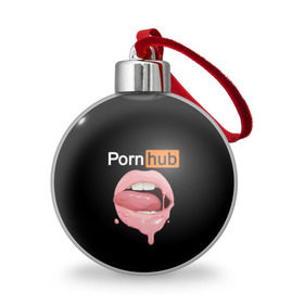 Ёлочный шар с принтом PORN HUB в Курске, Пластик | Диаметр: 77 мм | губы | логотип | пошлое