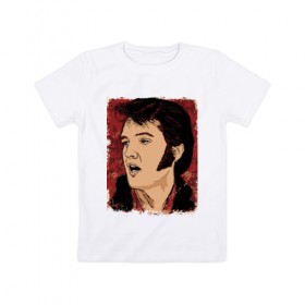 Детская футболка хлопок с принтом Элвис Пресли в Курске, 100% хлопок | круглый вырез горловины, полуприлегающий силуэт, длина до линии бедер | американский. певец. актёр. король рок н ролл