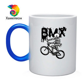 Кружка хамелеон с принтом BMX в Курске, керамика | меняет цвет при нагревании, емкость 330 мл | bike | bmx | bones | extreme | skeleton | skull | sport | велосипед | скелет | спорт | череп | экстрим