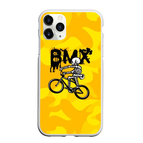Чехол для iPhone 11 Pro матовый с принтом BMX в Курске, Силикон |  | bike | bmx | bones | extreme | skeleton | skull | sport | велосипед | скелет | спорт | череп | экстрим