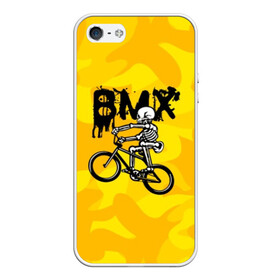 Чехол для iPhone 5/5S матовый с принтом BMX в Курске, Силикон | Область печати: задняя сторона чехла, без боковых панелей | bike | bmx | bones | extreme | skeleton | skull | sport | велосипед | скелет | спорт | череп | экстрим