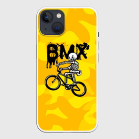 Чехол для iPhone 13 с принтом BMX в Курске,  |  | bike | bmx | bones | extreme | skeleton | skull | sport | велосипед | скелет | спорт | череп | экстрим