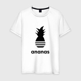 Мужская футболка хлопок с принтом Ананас в Курске, 100% хлопок | прямой крой, круглый вырез горловины, длина до линии бедер, слегка спущенное плечо. | абибос | адидас | ананас