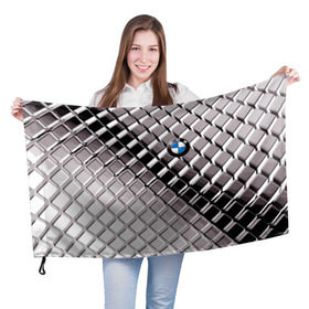 Флаг 3D с принтом BMW в Курске, 100% полиэстер | плотность ткани — 95 г/м2, размер — 67 х 109 см. Принт наносится с одной стороны | bmw | metal | pattern | prestige | бмв | металл | престиж | узор