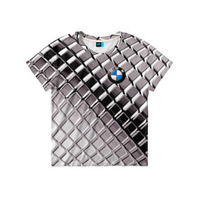Детская футболка 3D с принтом BMW в Курске, 100% гипоаллергенный полиэфир | прямой крой, круглый вырез горловины, длина до линии бедер, чуть спущенное плечо, ткань немного тянется | bmw | metal | pattern | prestige | бмв | металл | престиж | узор