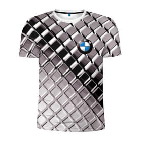 Мужская футболка 3D спортивная с принтом BMW в Курске, 100% полиэстер с улучшенными характеристиками | приталенный силуэт, круглая горловина, широкие плечи, сужается к линии бедра | Тематика изображения на принте: bmw | metal | pattern | prestige | бмв | металл | престиж | узор