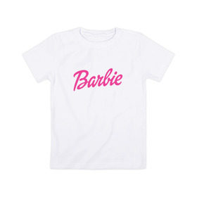 Детская футболка хлопок с принтом Barbie в Курске, 100% хлопок | круглый вырез горловины, полуприлегающий силуэт, длина до линии бедер | bad | barbie | bratz | girl | princess | team | барби | братц | девочка | дочка | дочь | кукла | куколка | лого | логотип | любимая | невеста | подружка | прекрасная