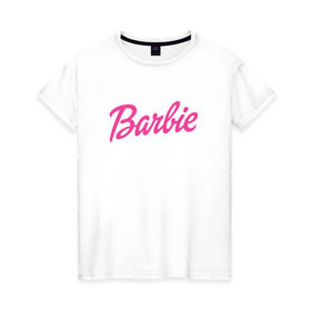 Женская футболка хлопок с принтом Barbie в Курске, 100% хлопок | прямой крой, круглый вырез горловины, длина до линии бедер, слегка спущенное плечо | bad | barbie | bratz | girl | princess | team | барби | братц | девочка | дочка | дочь | кукла | куколка | лого | логотип | любимая | невеста | подружка | прекрасная