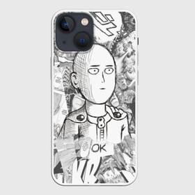 Чехол для iPhone 13 mini с принтом Чернобелый Сайтама в Курске,  |  | anime | one punch man | saitama | аниме | ван панч мен | ванпанчмен | сайтама