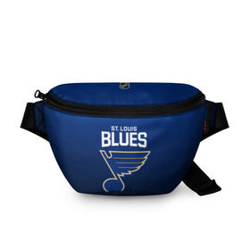 Поясная сумка 3D с принтом St. Louis Blues в Курске, 100% полиэстер | плотная ткань, ремень с регулируемой длиной, внутри несколько карманов для мелочей, основное отделение и карман с обратной стороны сумки застегиваются на молнию | nhl | st. louis blues | блюз | нхл | сент луиз | сент луис | сент луис блюз | тарасенко | хоккей | шайба