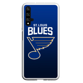 Чехол для Honor 20 с принтом St Louis Blues в Курске, Силикон | Область печати: задняя сторона чехла, без боковых панелей | Тематика изображения на принте: nhl | st. louis blues | блюз | нхл | сент луиз | сент луис | сент луис блюз | тарасенко | хоккей | шайба